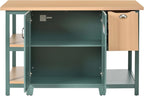 Christopher Knight Home Aaron 58" Kitchen Island with Storage, Modern Island Table for Kitchen, Storage Cabinet with Open Shelves, Wooden Kitchen Prep Table, Coffee Station Cabinet, Green+Natural