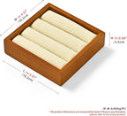 Solid Wood 3-Slots Jewelry Ring Display Tray Showcase Small Jewelry Display Organizer Tray for Rings(S,Beige)