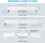 TEAMIX White Dual Monitor Stand Riser with Drawer - Length and Angle Adjustable Double Corner Desk Shelf Organizer 37 inch Long for 2 Laptop/PC/Screen/TV