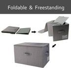 Pack of 2, Folding Clothing Wardrobe Storage Bins with Dust-proof Lid, Large 60L Storage Baskets for Bedroom Closet, Wardrobe Organizer, Such as Sweaters, Down Jackets, Blankets, Black Gray