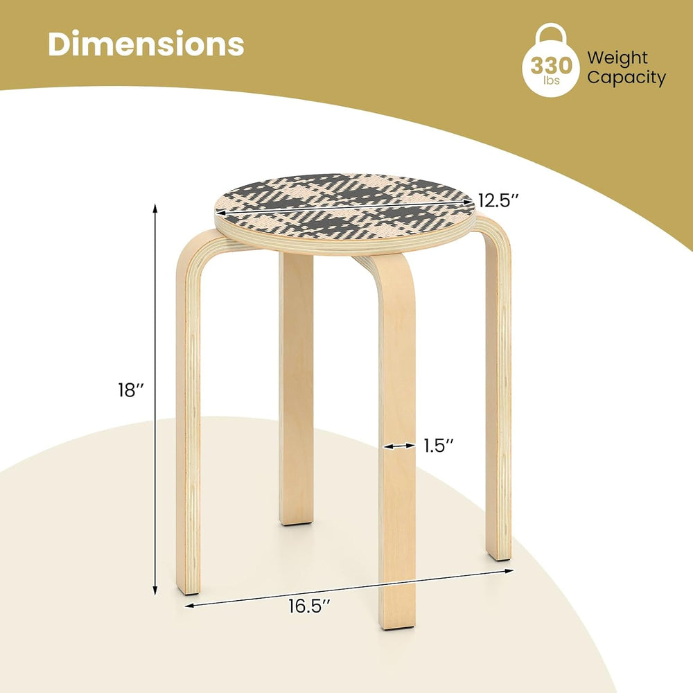 GOFLAME Stackable Wooden Stools Set of 4, 18-Inch Backless Chairs with Round ...