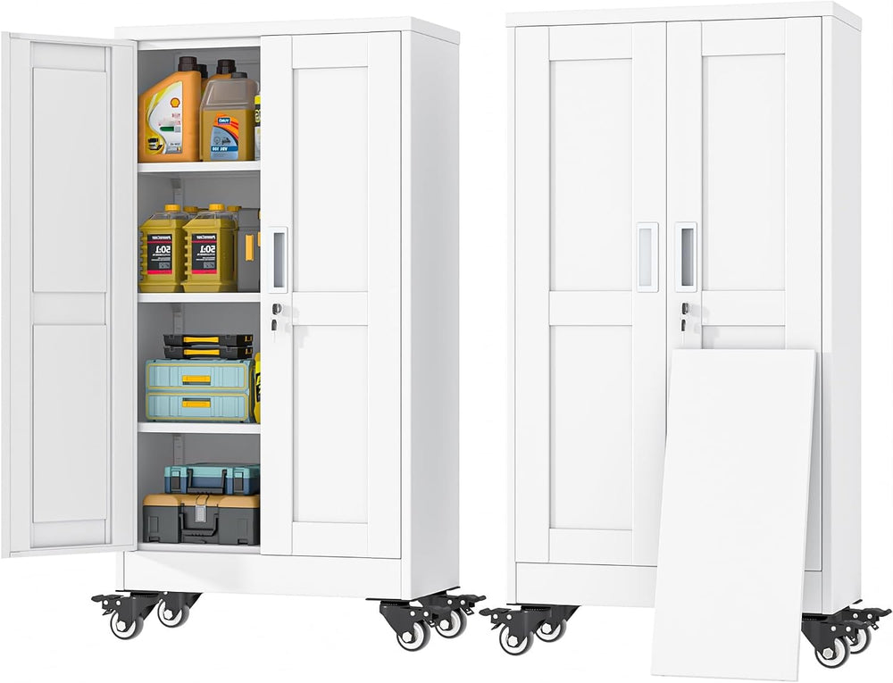 GAIOUS Metal Garage Storage Cabinet with Lock and Wheels, 45.7" Tall Met...