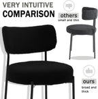 Black Boucle Dining Chairs Set of 4, Upholstered Dinner Chair with Metal Frame, Dining Room Chairs with Padded Seat, Round Modern Seating for Living Room