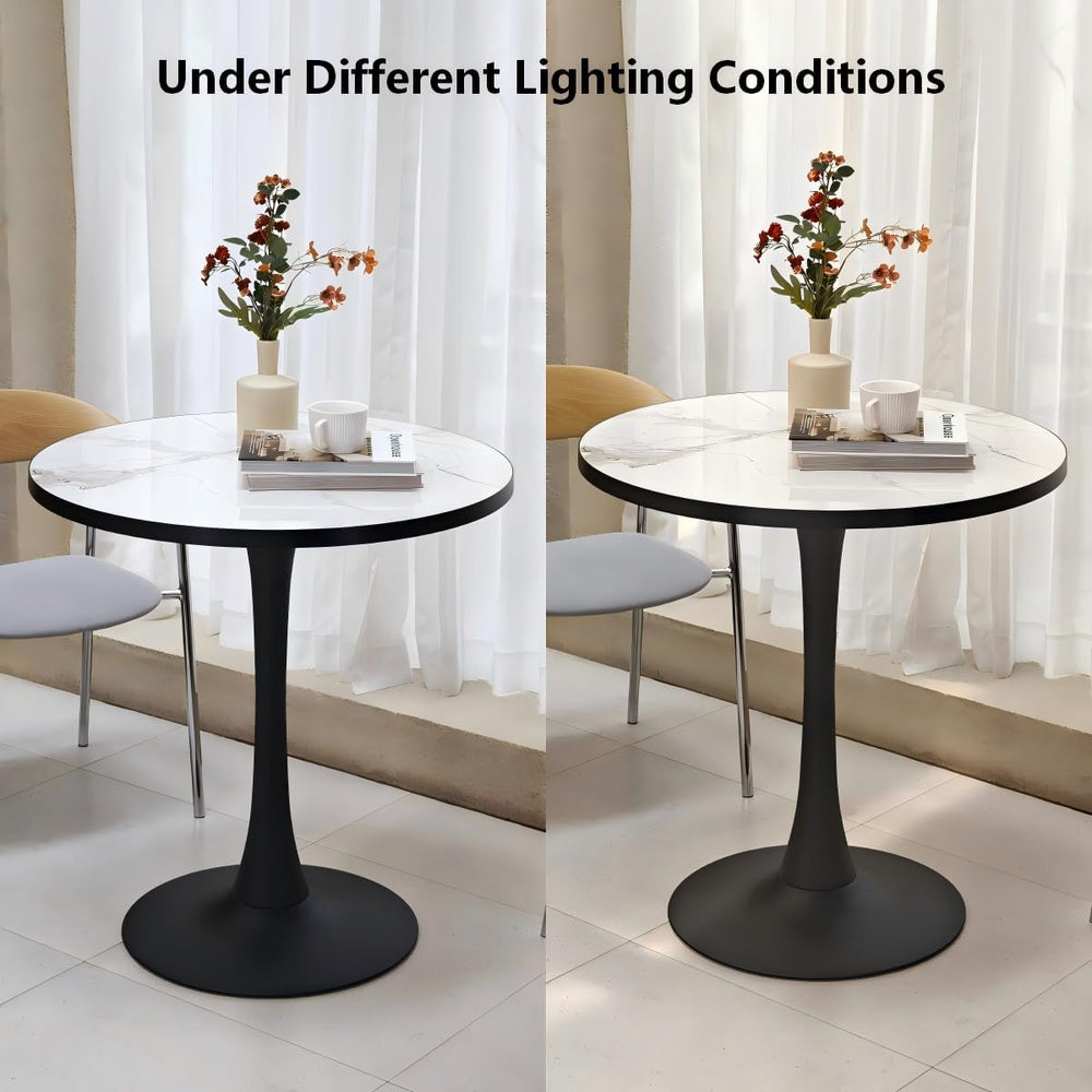 Wisfor Kitchen Dining Table Coffee Table: Round 30 Inch Sintered Stone High G...