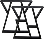 SSS Furniture 2 Pack Industrial Metal Furniture Legs 2 Tier 28” H x 24” W,DIY Decor Brackets Shelf,Coffee Dining Tables Legs,Desk Legs,Cocktail Table, Square Tube Leg Black