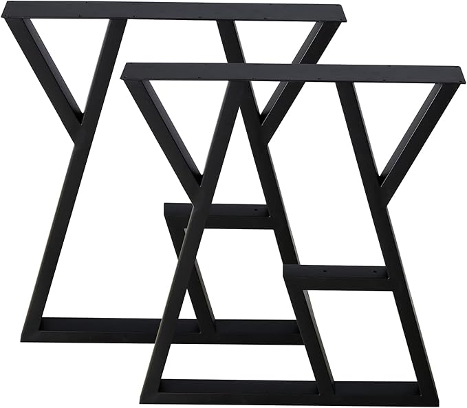 SSS Furniture 2 Pack Industrial Metal Furniture Legs 2 Tier 28” H x 24” W,DIY Decor Brackets Shelf,Coffee Dining Tables Legs,Desk Legs,Cocktail Table, Square Tube Leg Black