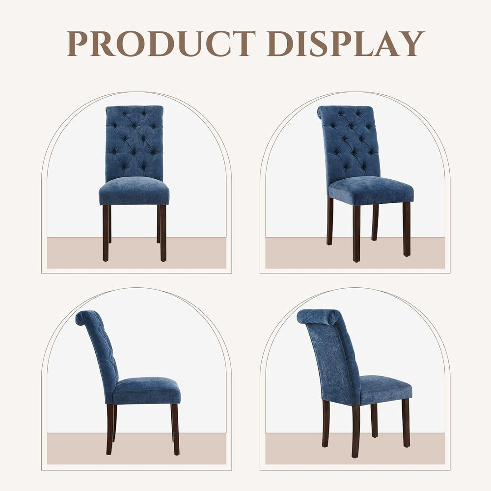 COLAMY Button Tufted Dining Chairs Set of 6, Parsons Upholstered Fabric Dinin...