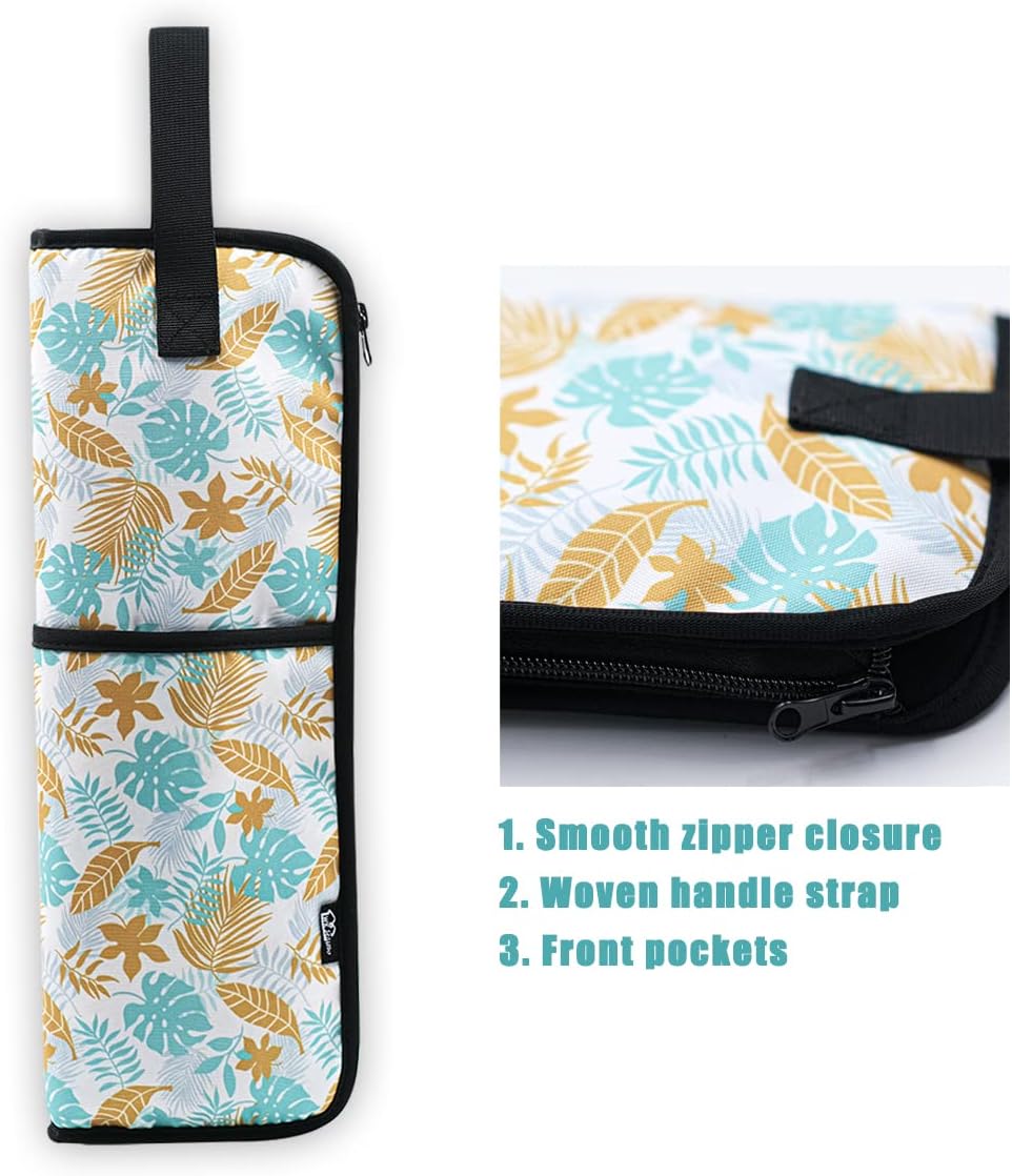 WK IEASON Hair Flat Iron Case Holder Canvas Bag Heat Resistant Curling Iron Straightener Holder Bag for Hair Tools Curling Iron Organizer Bag (Black check-Fabric bag)