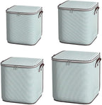 Large Clothes Storage Bins, 4 Pack Foldable Blanket Storage Bags, Storage Containers for with Reinforced Handle and Zippers for Bedroom, Closet, Comforters, Pillows, Toys