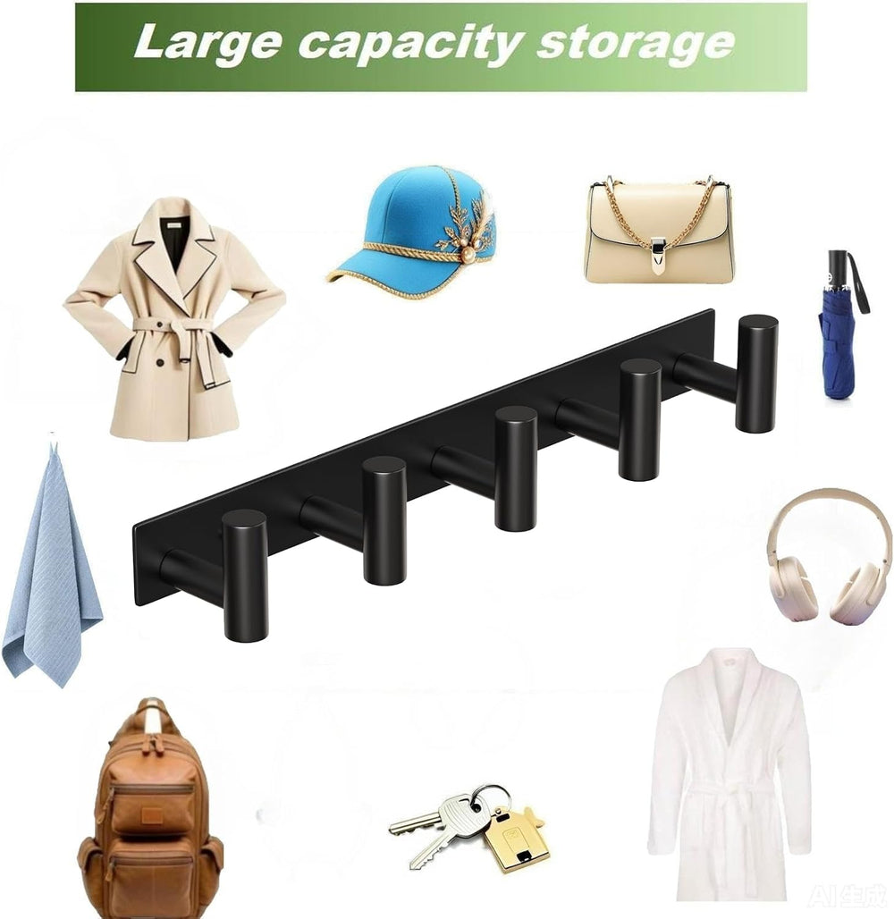 Coat Rack Wall Mounted with 5 Hooks,Heavy Duty Stainless Steel Wall Hooks for...