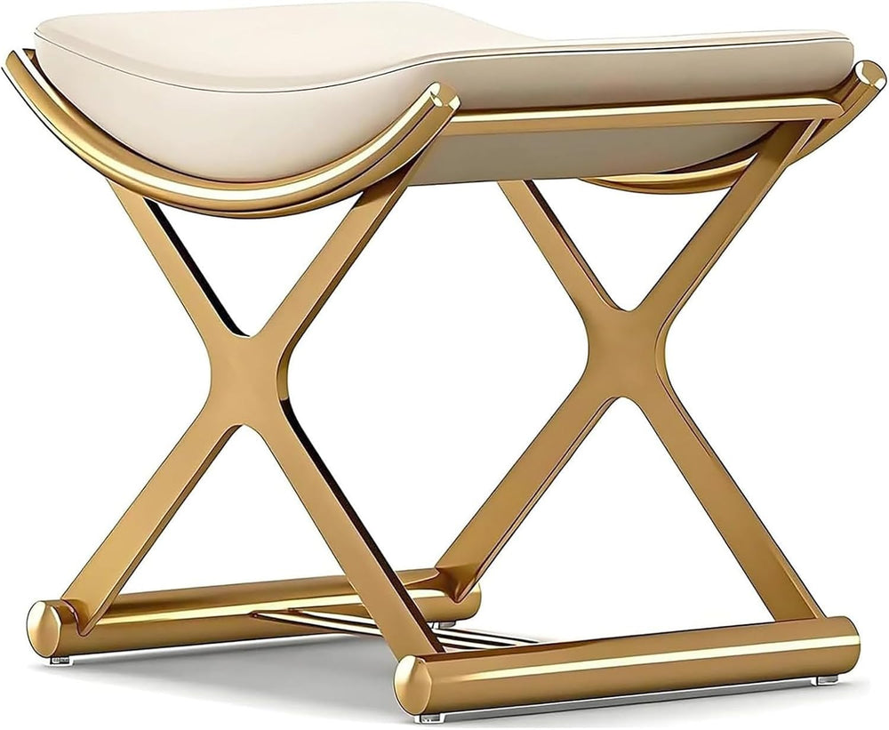 Lefedrasticity Gold Vanity Stool Chair Makeup Stool with Leather Cushioned Sm...