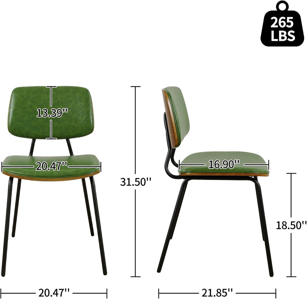 Art Leon Dining Chairs Set of 2- Mid Century Modern Faux Leather Dining Room ...