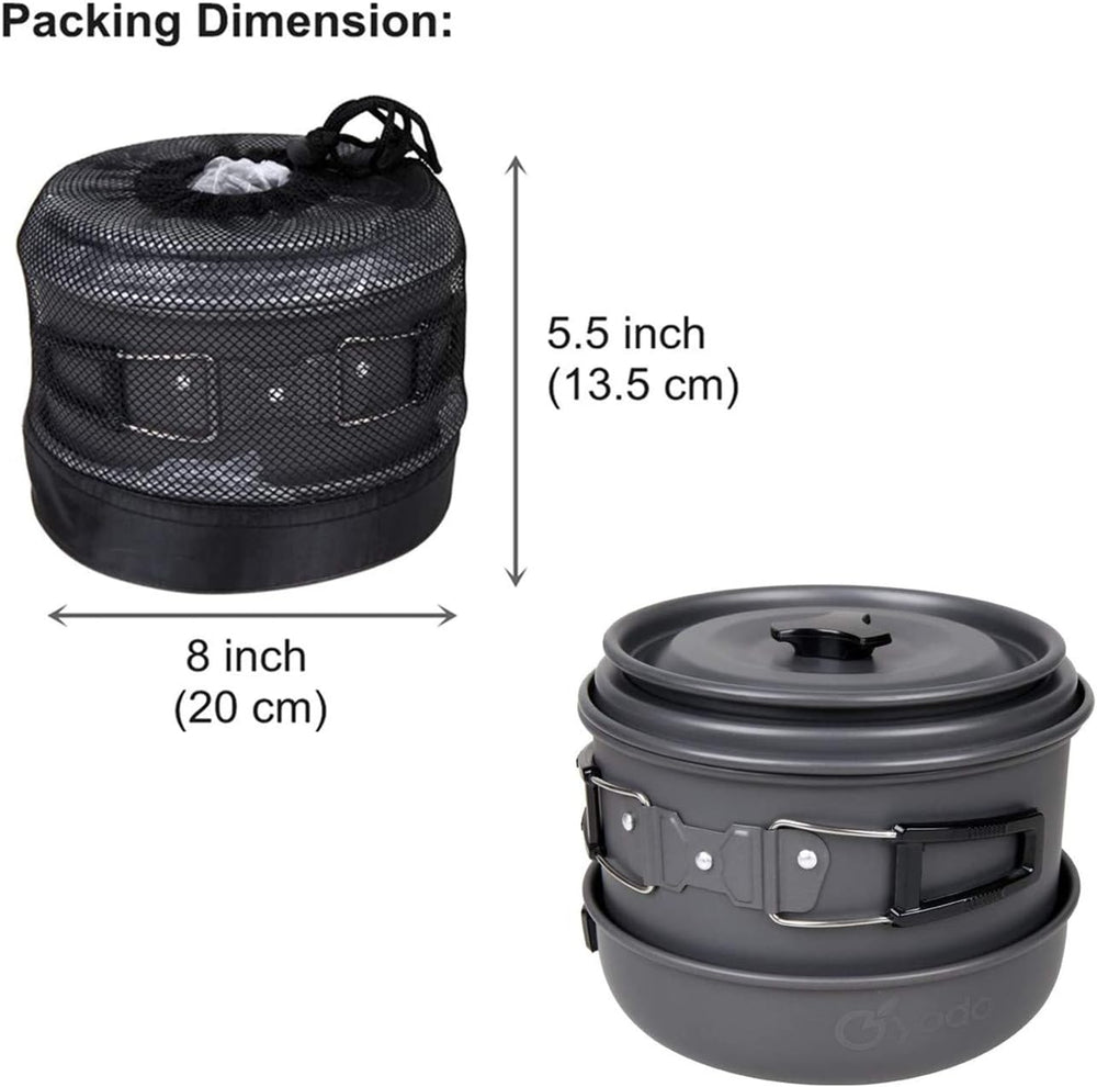 Anodized Aluminum Camping Cookware Set Backpacking Pans Pot Mess Kit for 4-5 ...