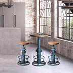 Topower Industrial Bar Table 38.58-48.43" Adjustable Pub Table Kitchen Dining Coffee Bistro Table Antique Blue