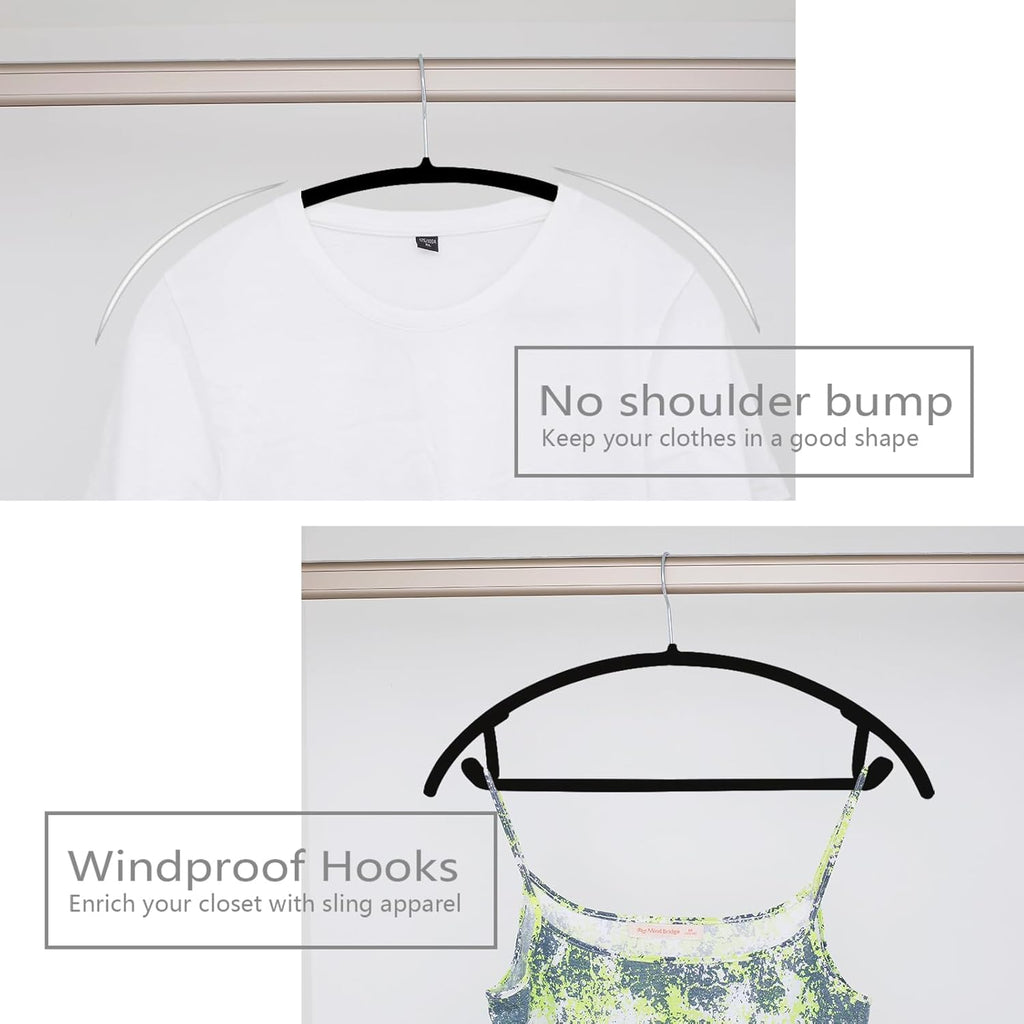 MIZGI Premium Velvet Hangers 60 Pack Heavyduty- Non Slip No Shoulder Bump Suit Hanger - Chrome Hooks,Space Saving Clothes Rounded Shape for Coat,Sweater,Jackets,Pants