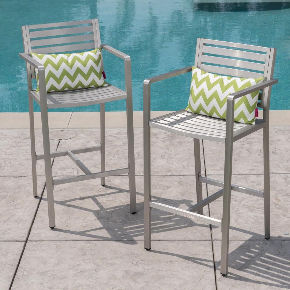 Saiveina Outdoor 29.50" Barstools with Rust-Proof Aluminum Frame, Set of...