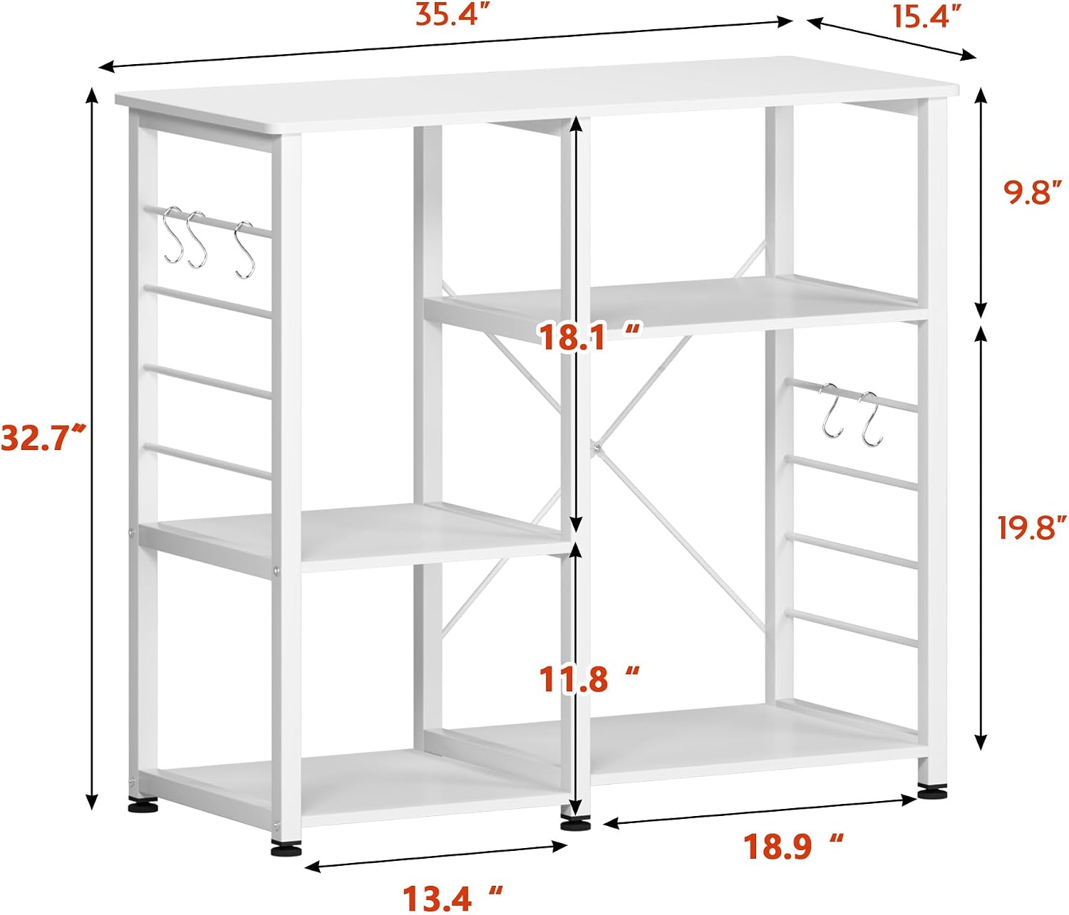 soges 35.4 Inch Kitchen Shelf Baker's Rack Utility Microwave Oven Stand Kitchen Island Storage Cart Rack, White