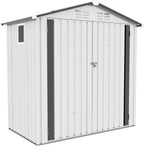Metal Storage Shed, 6X3.6 FT Lockable Outdoor Tool Shed with Air Vent and Clear Windows, Galvanized Steel Garden Shed for Backyard, Patio, Garden, Bike Storage or Outdoor Use, White