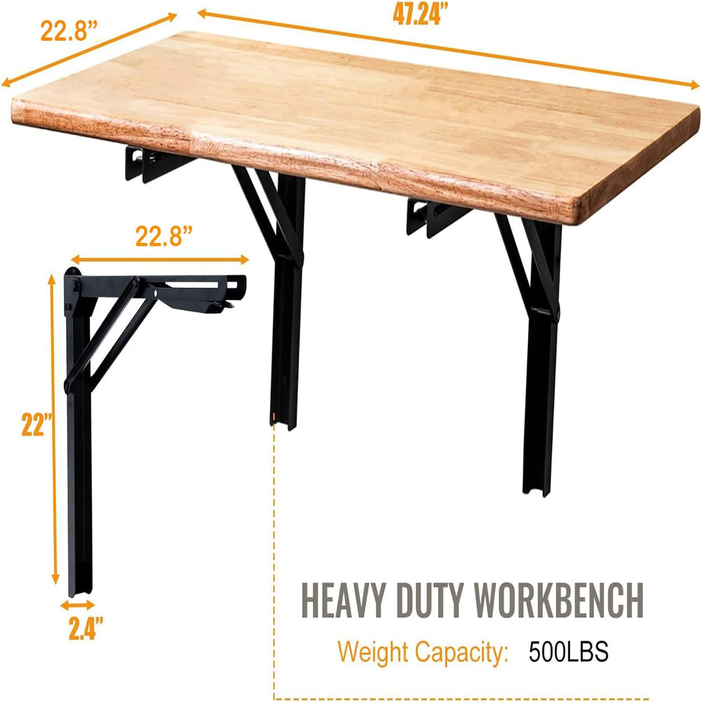 Wallmaster Wall Mounted Folding Workbench Heavy Duty Fold Down Table Utility ...