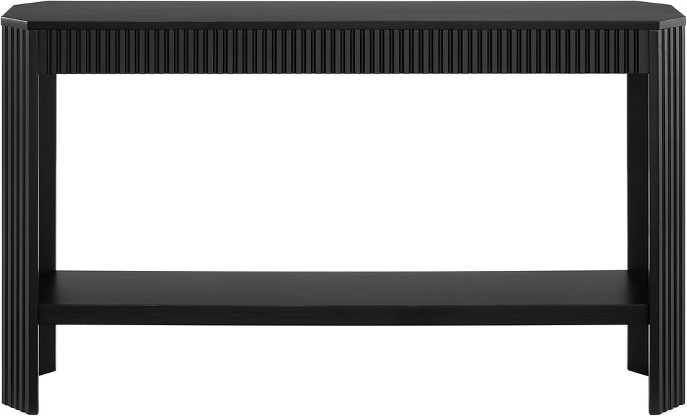 Alaterre Furniture Fluted Solid Wood Console Table, Black, 56”x12”x32” | Mode...