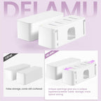 Delamu 2 Pack Cable Management Box, Stylish Cable Box with Cord Organizer for Desk, Pet & Child-Proof Power Strip Hider Box and Floor Cord Covers, Ideal for Home & Office, Durable Cable Organizer Box