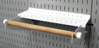 Wall Control Pegboard Organizer 4 ft. Metal Pegboard Standard Tool Storage Kit & Pegboard Paper Towel Holder and Dowel Rod Pegboard Shelf Assembly for Pegboard and Slotted Tool Board – White