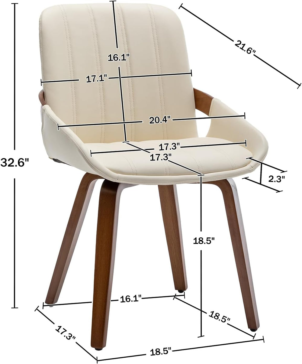 Mid Century Modern Faux Leather Upholstered Dining Chairs,Armless Accent Chai...
