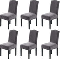 H.VERSAILTEX Velvet Dining Chair Covers Stretch Chair Covers for Dining Room Set of 6 Parson Chair Slipcovers Chair Protectors Covers Dining, Soft Thick Solid Velvet Fabric Washable, Grey