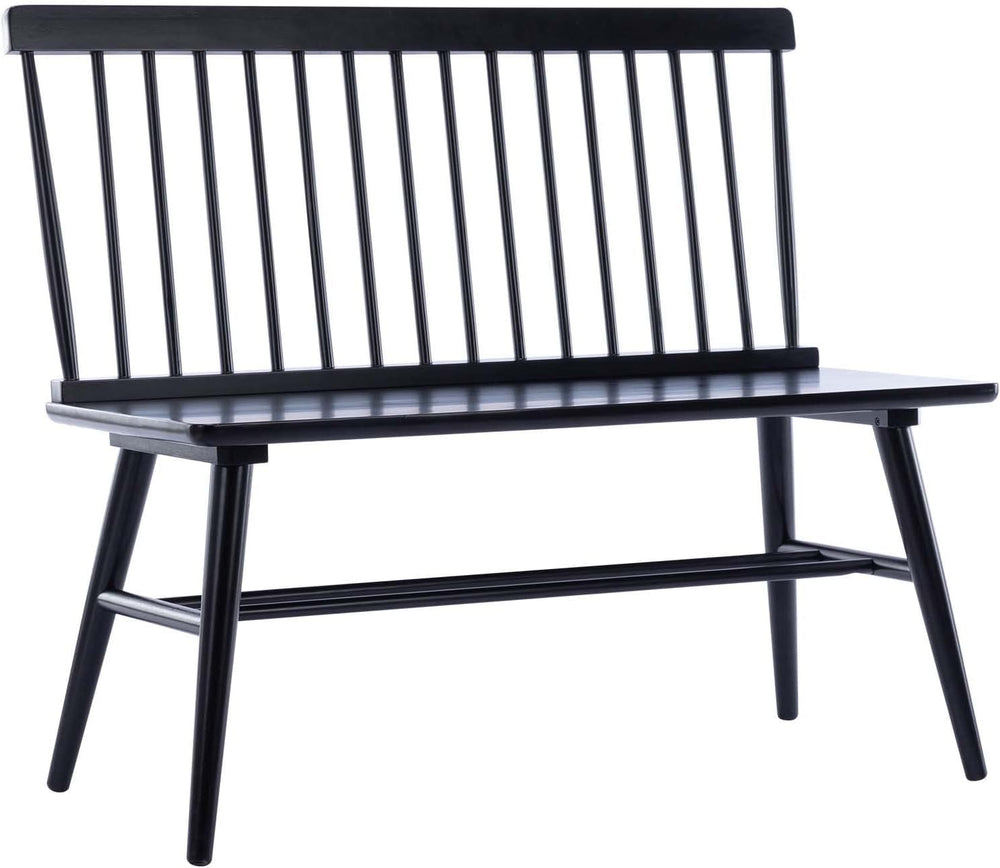 DUHOME Entryway Bench, Black Dining Bench with Spindle Back Farmhouse Wood Wi...