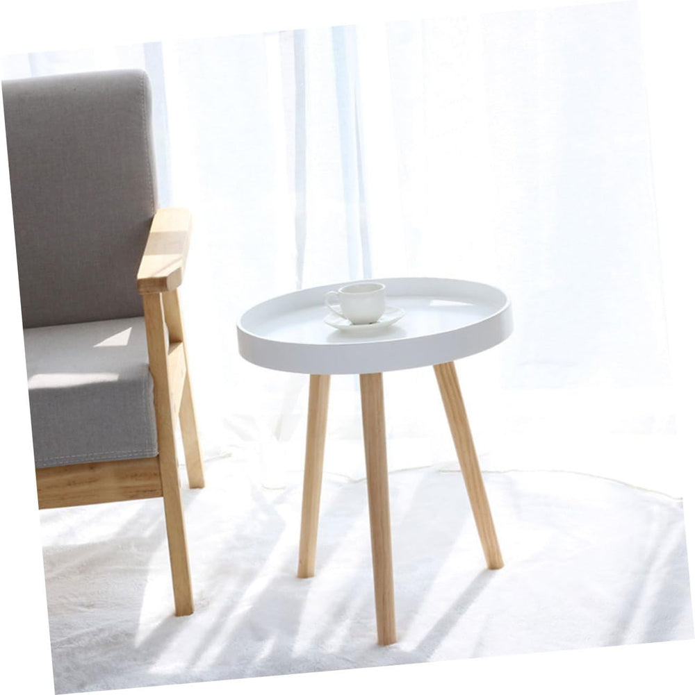 Veemoon Nordic Style Small Round Side Table White Mini Coffee Accent Table fo...