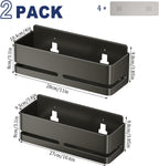 Shower Shelf, 2-Pack, Heavy-Duty Bathroom Storage Shelf, Large Capacity No-Drill Bathroom Organizer, Gray Metal Storage Basket, Adhesive Installation