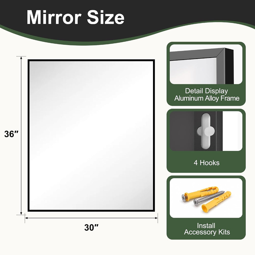 Bathroom Mirror for Wall, 2 Pack 30”x36” Vanity Mirrors,Black