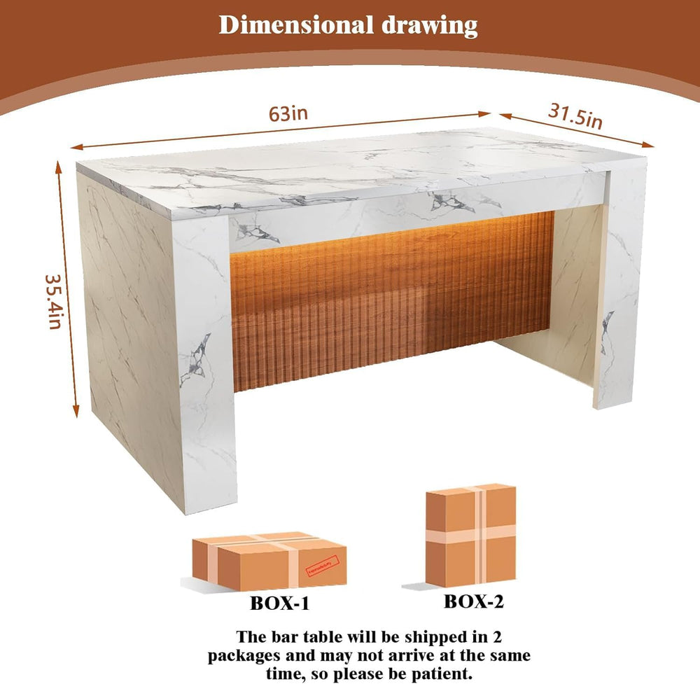 63"*35.4" Large Imitation Marble Dining Table, Mordern Bar Marble S...