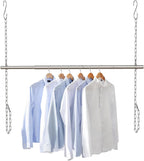 Hanging Closet Rod, Adjustable Width and Height Closet Rods Extender, 17-52inch Heavy-Duty Stainless Steel Bar, Space-Saving Closet Rod Hanging Clothes, 1Pack(Silver)