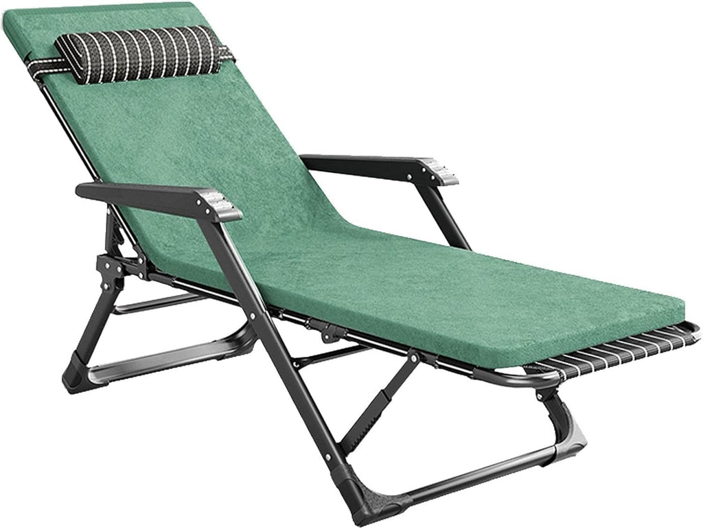 Lawn Recliner Folding Portable Chaise Lounge, Gravity Chair with Detachable Latex Pad, Reclining Patio Lounger(Green)