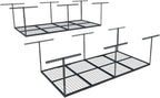 FLEXIMOUNTS 4x8 Overhead Garage Storage Rack, Adjustable Organization System, Heavy-Duty Metal Ceiling Racks, 2 pack, Black, Classic Series