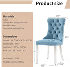 Luxury Upholstered Dining Chairs Set of 4, Light Blue Kitchen Chair with Silver Metal Legs, Velvet Tufted Back Dining Chair, Sillas de Comedor, Modern Kitchen & Dining Room Chairs (Light Blue, 4 Pcs)