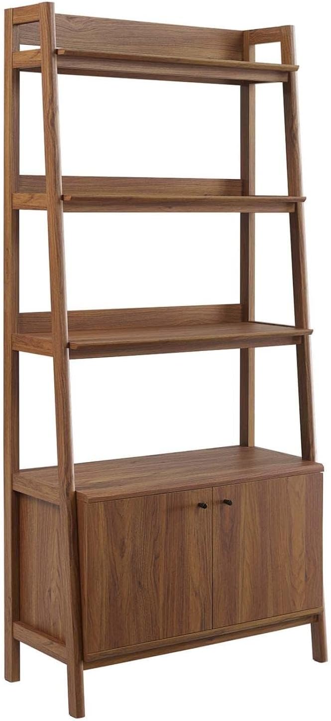 Modway 33" Bookshelf Display Case in Walnut