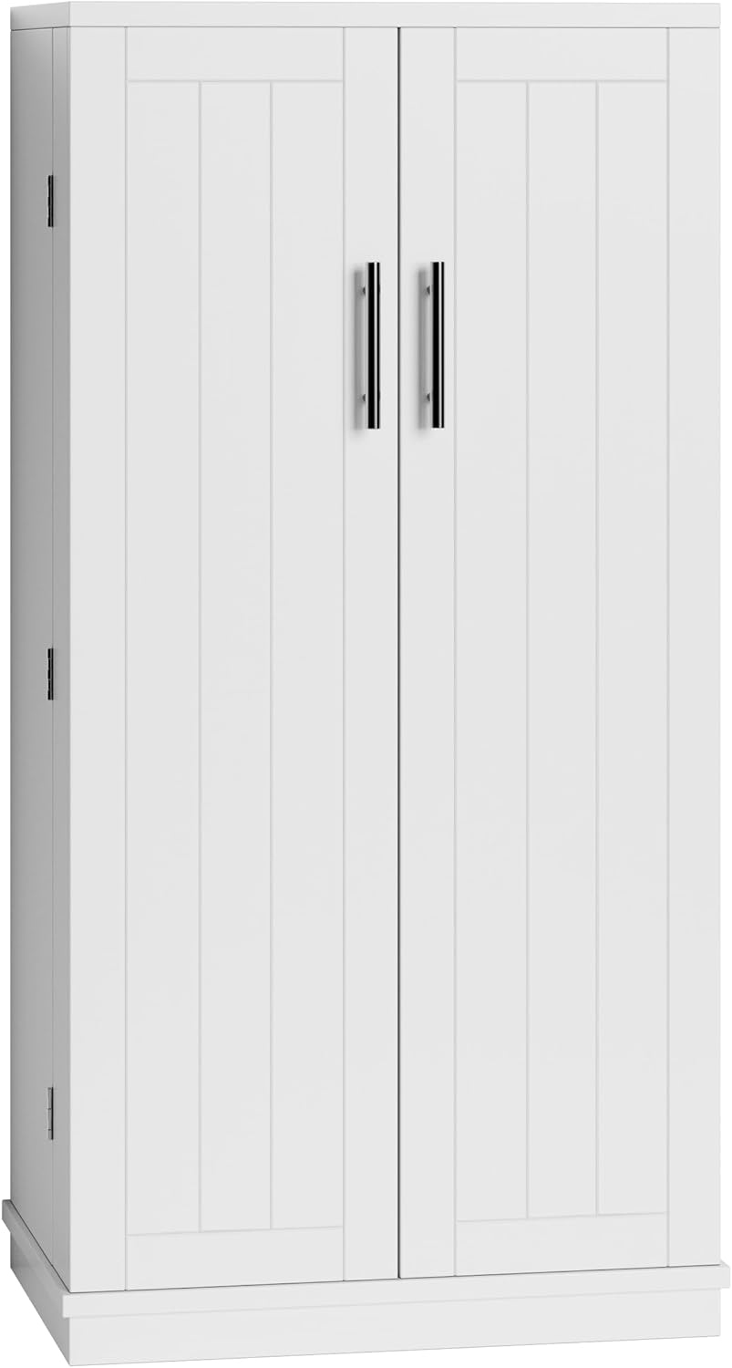 SUNLEI 47" Kitchen Pantry Storage Cabinet, Modern Freestanding Pantry St...