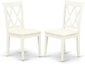 East West Furniture CLC-LWH-C Clarksville Kitchen Dining Chairs - Linen Fabric Upholstered Wood Chairs, Set of 2, Linen White