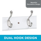 BIRDROCK HOME Oval Hook Coat and Hat Rack | 6 Hooks | 2 Pack | White Finish | Wall Mount | Satin Nickel Hooks