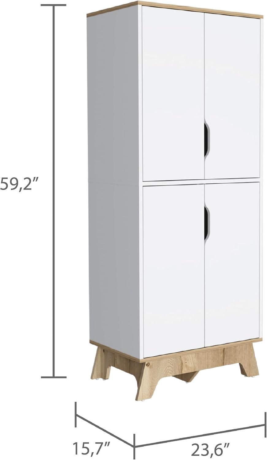 Rectangle Kitchen Pantry Light Oak and White