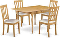 East West Furniture MZAN5-OAK-LC 5 Piece Modern Dining Table Set Includes a Rectangle Wooden Table with Dropleaf and 4 Faux Leather Upholstered Dining Chairs, 36x54 Inch, Oak