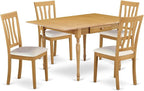 East West Furniture MZAN5-OAK-LC 5 Piece Modern Dining Table Set Includes a Rectangle Wooden Table with Dropleaf and 4 Faux Leather Upholstered Dining Chairs, 36x54 Inch, Oak