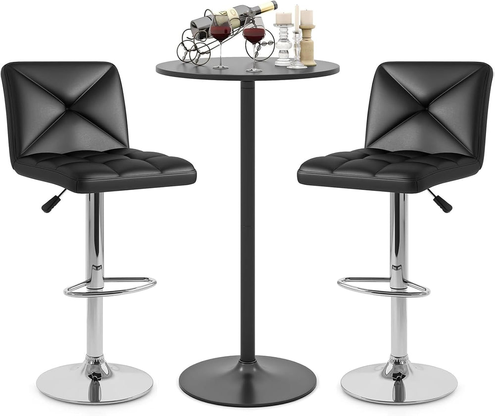 COSTWAY 3 Pieces Bar Table Set, Counter Height Table Set with 2 Bar Stools | ...