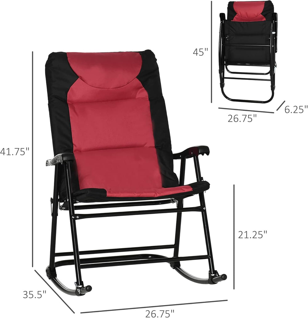 Outsunny Oversized Folding Rocking Camping Chair Set of 2, Padded Outdoor Roc...