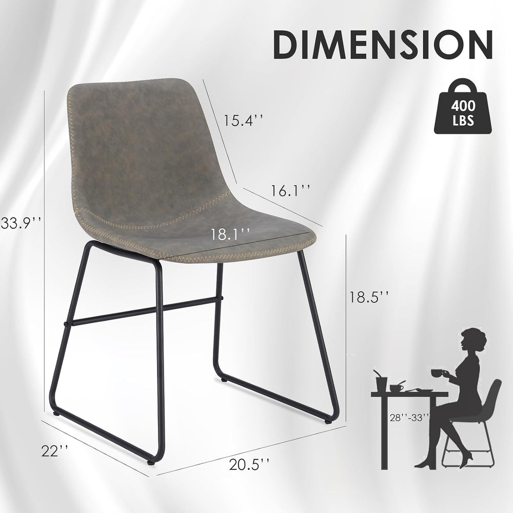 Soohow Mid-Century Modern Dining Chairs Set of 4, Faux Leather Upholstered Ki...