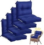 Geetery Outdoor Chair Cushions Set of 4 for Patio Lawn Furniture Wicker Rocking Dining Chairs 42x21x4 Inch High Back Seat Pads Replacement with Ties Weather-Resistant Fade-Resistant Indoor(Navy Blue)