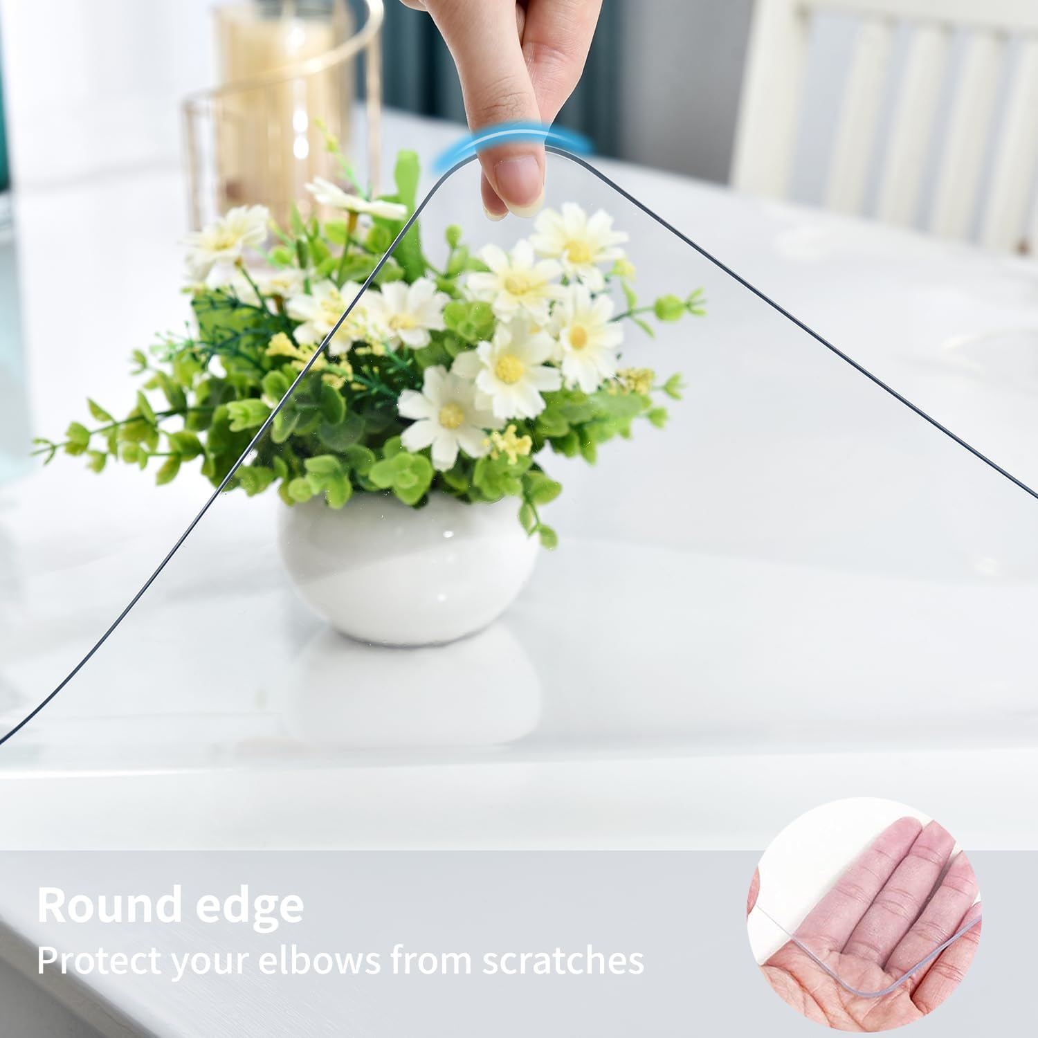 Clear Desk Mat, Non-Slip PVC Desk Protector Mat with Round Edge, Heat Resistant & Waterproof Clear Desk Writing Mat for Home and Office (39.4''*19.7'')
