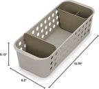 Joseph Joseph EasyStore - Slimline Bathroom essentials Storage Basket Organiser with moveable pot and divider, Ecru (Pack of 2)